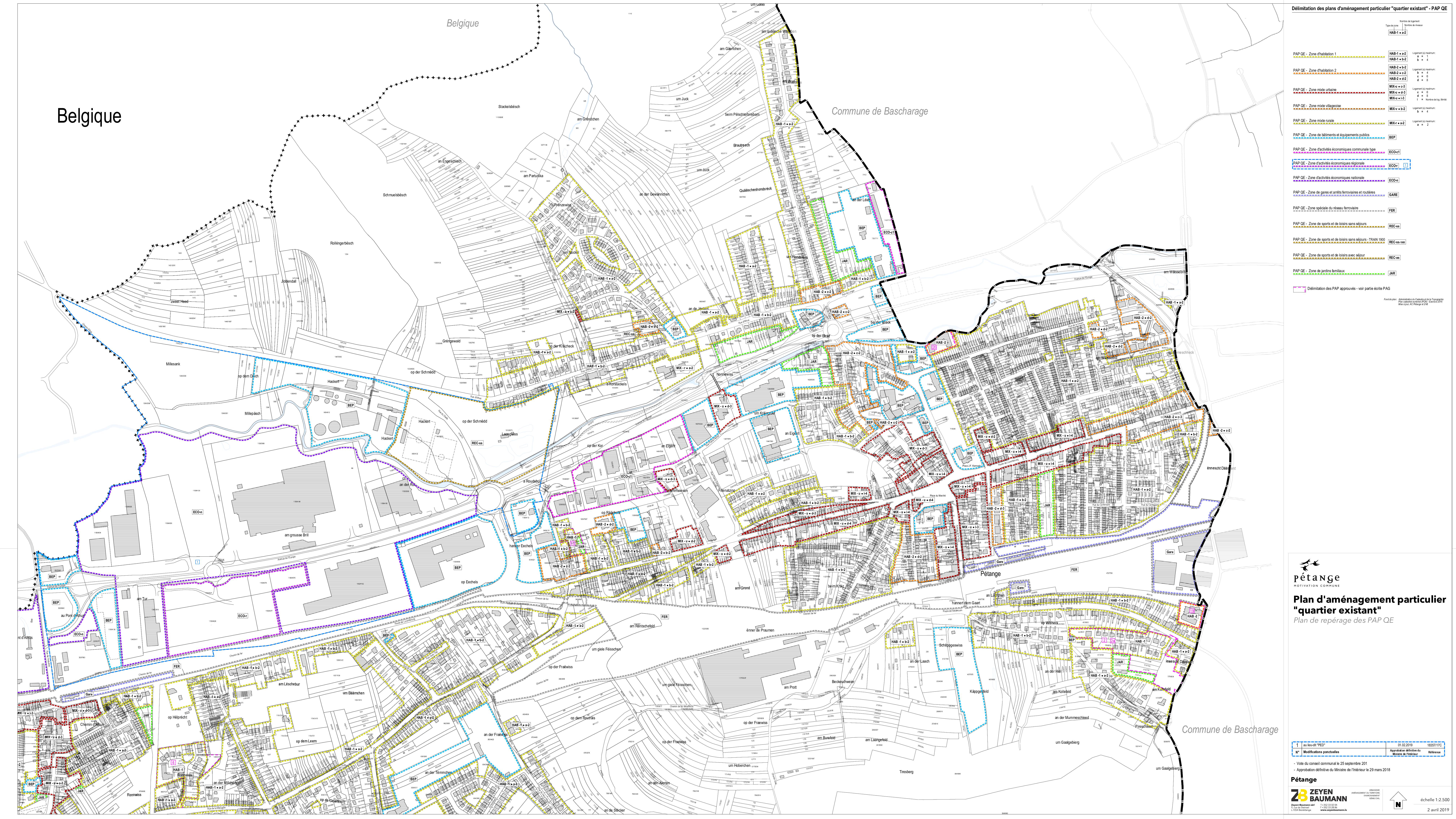 Plan d'Aménagement Particulier Quartiers existants - Graphique (Plan Pétange 1/2500)
