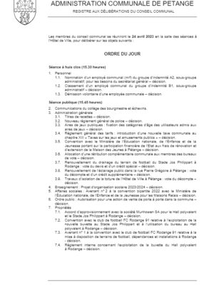 Conseil communal du 24.04.2023 – Délibérations de la séance publique