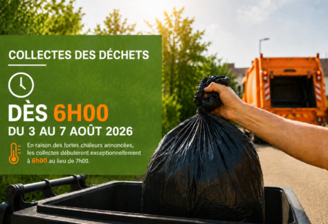 Collectes des déchets : Horaires adaptés en raison des fortes chaleurs
